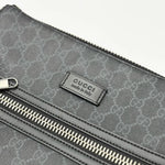Load image into Gallery viewer, Gucci GG Supreme Monogram Appia Calfskin Web Flat Messenger Bag Black Grey (Like new) 78BGVJY
