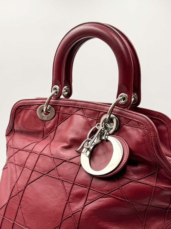 Christian Dior Cannage Quilted Lambskin Leather Granville Tote Bag (Pre-owned)