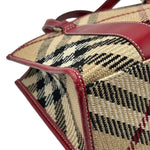 Load image into Gallery viewer, Burberry Blue Label Tweed Nova Check Handbag Beige/Red (Pre-owned)
