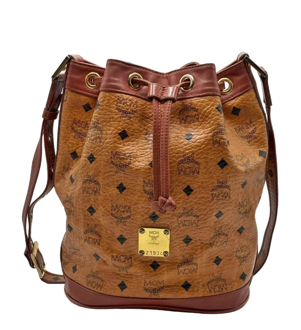 MCM Visetos Drawstring Bucket Bag Brown (Pre-owned)