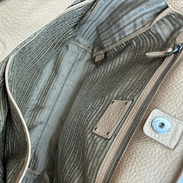 Prada Logo-lettering two-way bag Beige (Like new)
