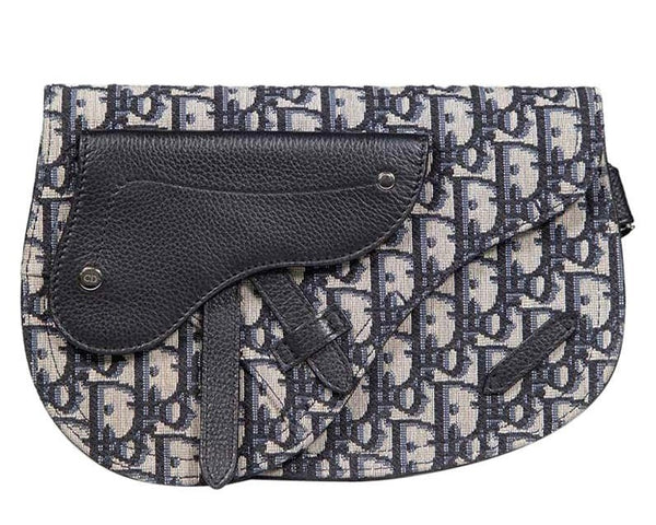 Dior Men's Black Dior Oblique Jacquard Saddle Pouch Bag
