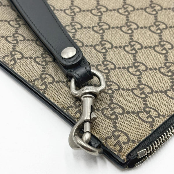 Gucci GG Supreme Monogram Tiger Zip Wristlet Pouch Beige (Pre-owned)