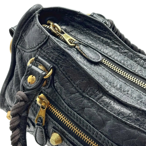Balenciaga Black Lambskin Leather Motorcycle Mini City Bag (Pre-owned) MDVVMBH