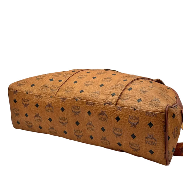 MCM Vicetos Logogramm Tote Bag PVC Leather Brown Gold Auth (Pre-owned)