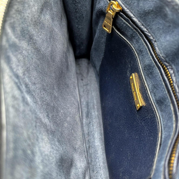 Miu Miu Madras Denim Handbag Blue (Pre-owned)