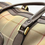 Load image into Gallery viewer, Burberry Check Boston Bag Travel Khaki Brown Canvas Leather (Pre-owned)
