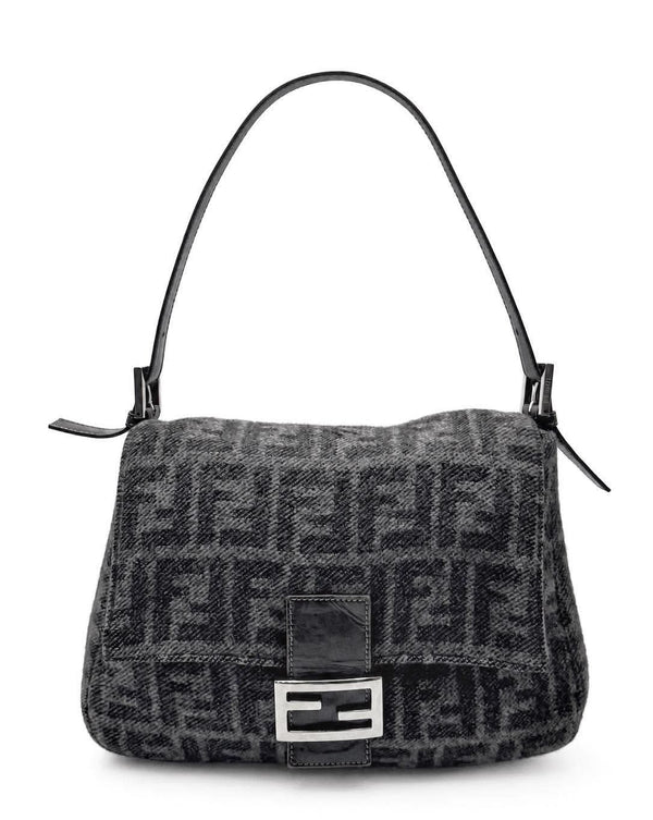 Fendi Wool Zucca Mama Baguette Grey (Pre-owned) R3Q6GBV
