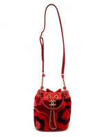 Load image into Gallery viewer, Chanel Velvet Camellia Drawstring Bucket Bag
