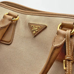 Load image into Gallery viewer, Prada Convertible Tote Canvas And Saffiano Leather Large Satchel (Pre-owned) QMBWT74
