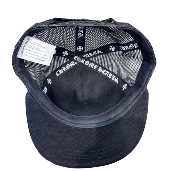 Chrome Hearts Plus Cross Seal Stamp Black Trucker Hat