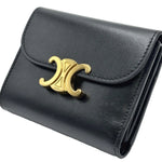 Load image into Gallery viewer, Celine Small Triomphe Flap Wallet Shiny Calfskin Black (Like new) DCHR436
