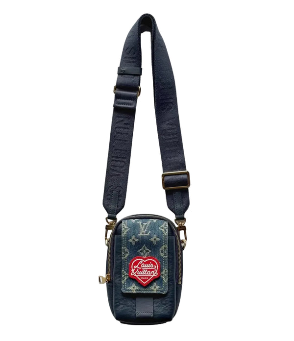 Louis Vuitton x Nigo Flap Double Phone Pouch Monogram Blue (Like new) Y4DMR8C