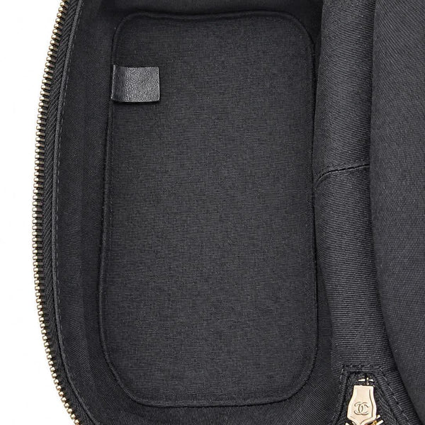 Chanel Black Quilted Crumpled Leather & Transparent PVC Vanity Flap Backpack Bag