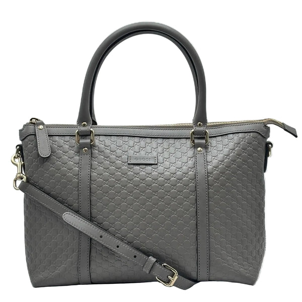 Gucci Grey Micro Guccissima Leather Convertible Satchel Bag (Like new) 68HK49C