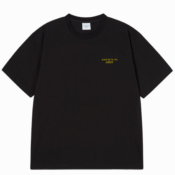 ADLV Basic Logo Yellow Font Short Sleeve T-shirt Black