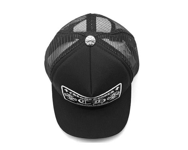 Chrome Hearts  Hong Kong CH Logo Black Trucker Hat