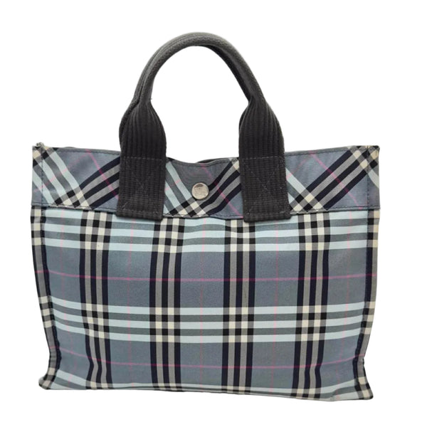 Burberry Blue Label Nova Check Mini Tote Bag in Light Bue Canvas (preowned)