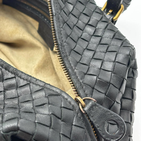 Bottega Veneta Black Intrecciato Woven Nappa Leather Montaigne Satchel Bag (Pre-owned) HCQ79BT