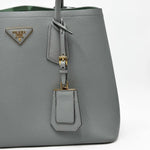 Load image into Gallery viewer, Prada Medium Saffiano Leather Double Prada Bag Grey (Pre-owned) GJ9V8BY
