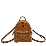 Load image into Gallery viewer, MCM Visetos Side Stud X-Mini Stark Bebe Boo Backpack Cognac (Pre-owned) J39C8QY

