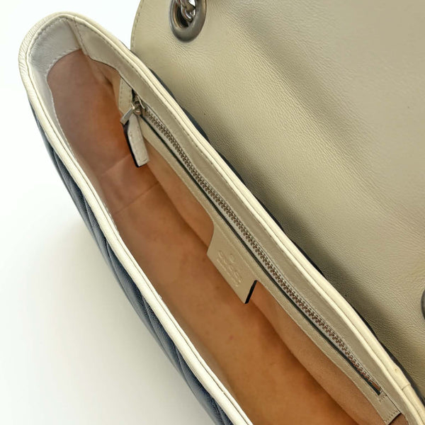 Gucci Calfskin Matelasse Diagonal Small Torchon GG Marmont Shoulder Bag (Pre-owned) GXKV2DR