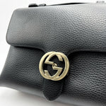 Load image into Gallery viewer, Gucci Interlocking G Shoulder Bag in Black Grained Leather (Like new) 3J4T628
