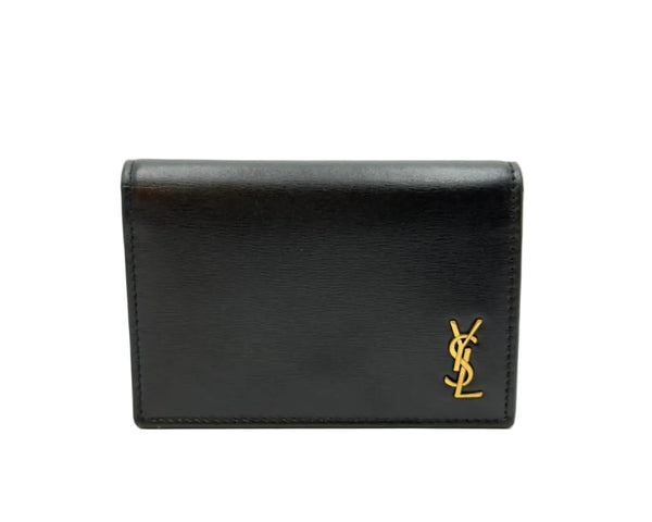 Saint Laurent Tiny Cassandre Card Case Black Leather (Like new)