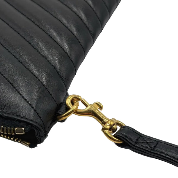 Saint Laurent Black Matelasse Quilted Leather Monogram New Jolie Pouch Wristlet (Like new) BQM6DK9