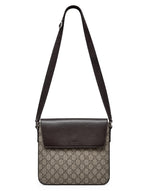 Load image into Gallery viewer, GG Supreme Gucci Monogram Selleria Calfskin Small Satchel Messenger Bag Beige Ebony Cocoa Dark Chocolate (Like new) BTKDRJB

