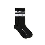 Load image into Gallery viewer, AAPENOW Logo Striped Crew Socks Black

