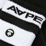 Load image into Gallery viewer, AAPENOW Logo Striped Crew Socks Black
