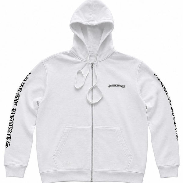 Chrome Hearts  White Scroll Label Zip Up Hoodie