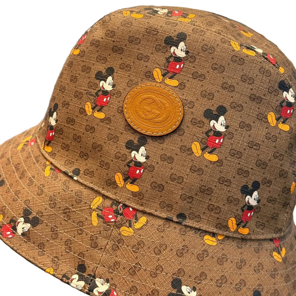 Gucci x Disney Mini Vintage GG Supreme Monogram Mickey Mouse Bucket Hat M Ebony