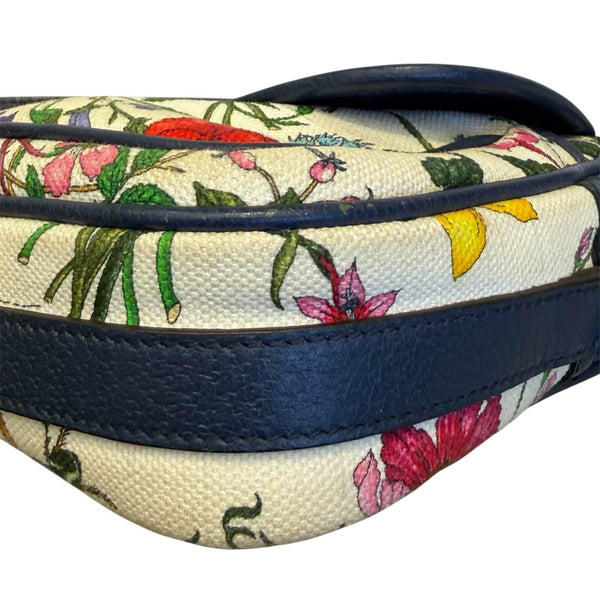 Gucci Blue Multicolor Flora Canvas Small Crossbody Bag (Pre-owned)