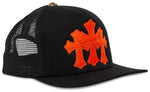 Load image into Gallery viewer, Chrome Hearts St. Barths Exclusive Cemetery Cross Trucker Hat 'Black/Orange'
