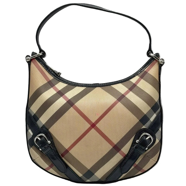 Burberry Supernova Check Coated Canvas Larkin Hobo (Pre-owned)