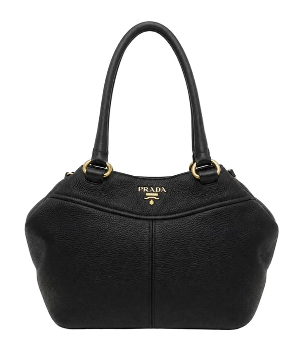 Prada Black Vitello Daino Leather Tote Bag (Pre-owned) 43RRTJC