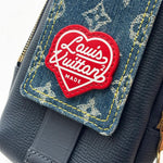 Load image into Gallery viewer, Louis Vuitton x Nigo Flap Double Phone Pouch Monogram Blue (Like new) Y4DMR8C
