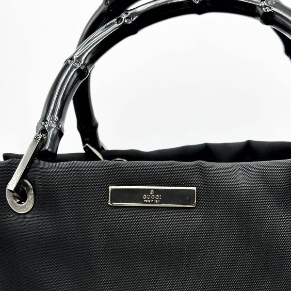 Gucci Black Nylon And Bamboo Work Tote Bag (Pre-owned) 9GC7QD9