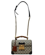 Load image into Gallery viewer, Gucci GG Supreme Monogram Small Padlock Bamboo Shoulder Bag Beige Black Cuir (Like new) R24VDBT
