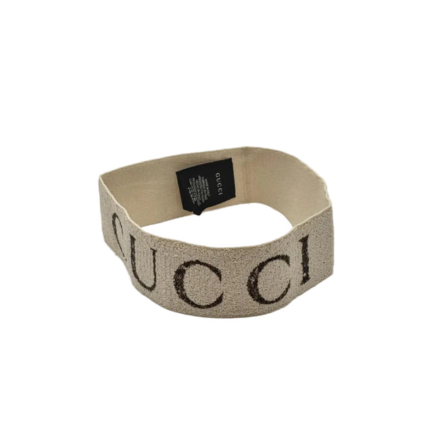 Gucci Cotton Elastic Gucci Logo Headband White (Brandnew)
