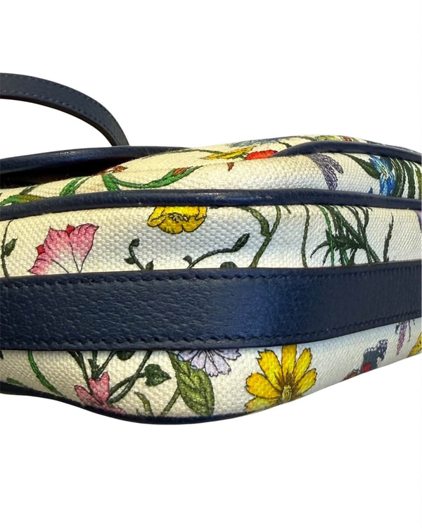 Gucci Blue Multicolor Flora Canvas Small Crossbody Bag (Pre-owned)