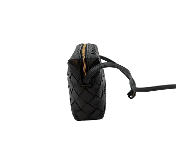 Bottega Veneta Intrecciato Crossbody Bag Gold-tone Black (Like new)