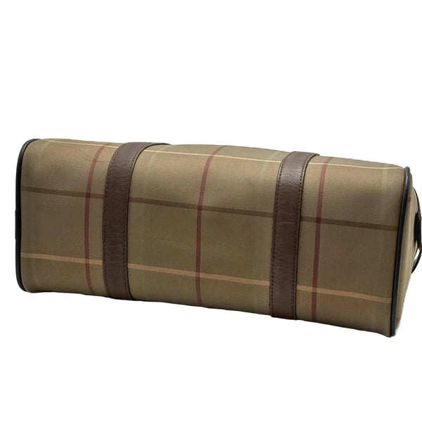Burberry Vintage Beige/Brown Check Fabric Satchel (Pre-owned)