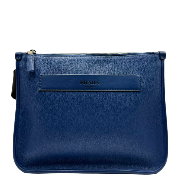 Prada Milano Clutch Bag Textured Leather (Pre-owned) 2BT8762