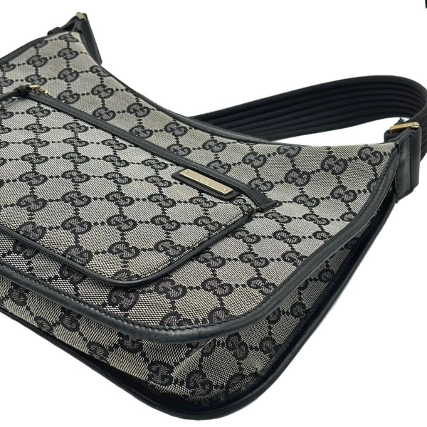 Gucci GG Canvas Hobo Leather Shoulder Bag (Pre-owned) K44VJ32