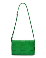 Load image into Gallery viewer, Bottega Veneta Paper Calfskin Maxi Intreccio Cassette Crossbody Bag Green (Like new) 6V9Q8Q7
