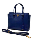 Load image into Gallery viewer, Prada Blue Saffiano Lux Leather Magentic Closure Tote (Pre-owned) MMVQ39B
