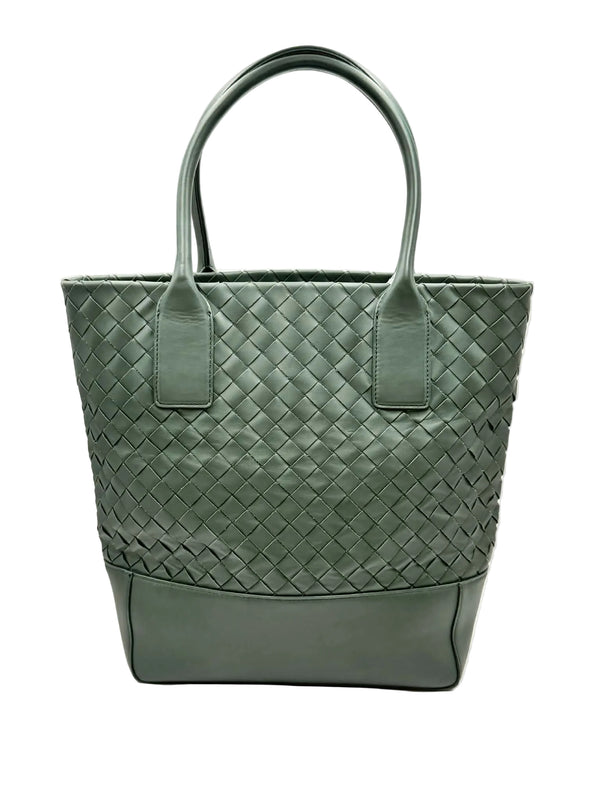 Bottega Veneta Intrecciato Weave Leather Tote Bag Dark Green (Like new)